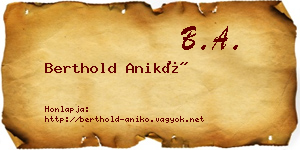 Berthold Anikó névjegykártya